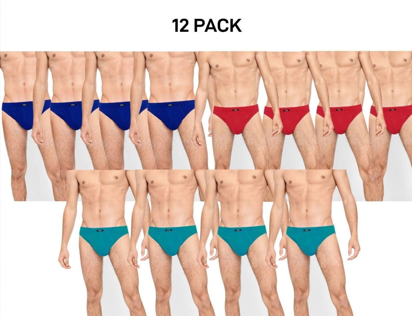 Bonds Mens Action Brief Soft Cotton and Encased Elastic Comfort 12 Pack M8OS4