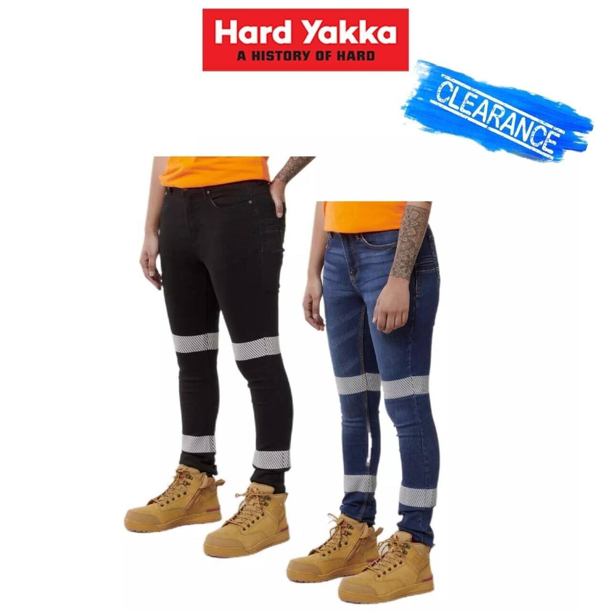 CLEARANCE! Hard Yakka Womens Taped Reflective Jegging Work Jean Y08302