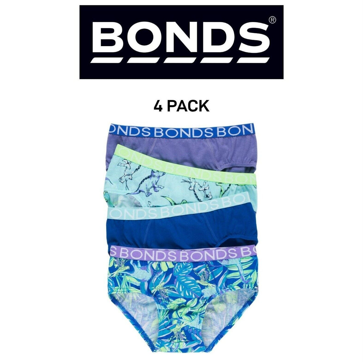 Bonds Boys Brief Comfortable Coverage Elastic Branded Waistband 4 Pack UXYK4A