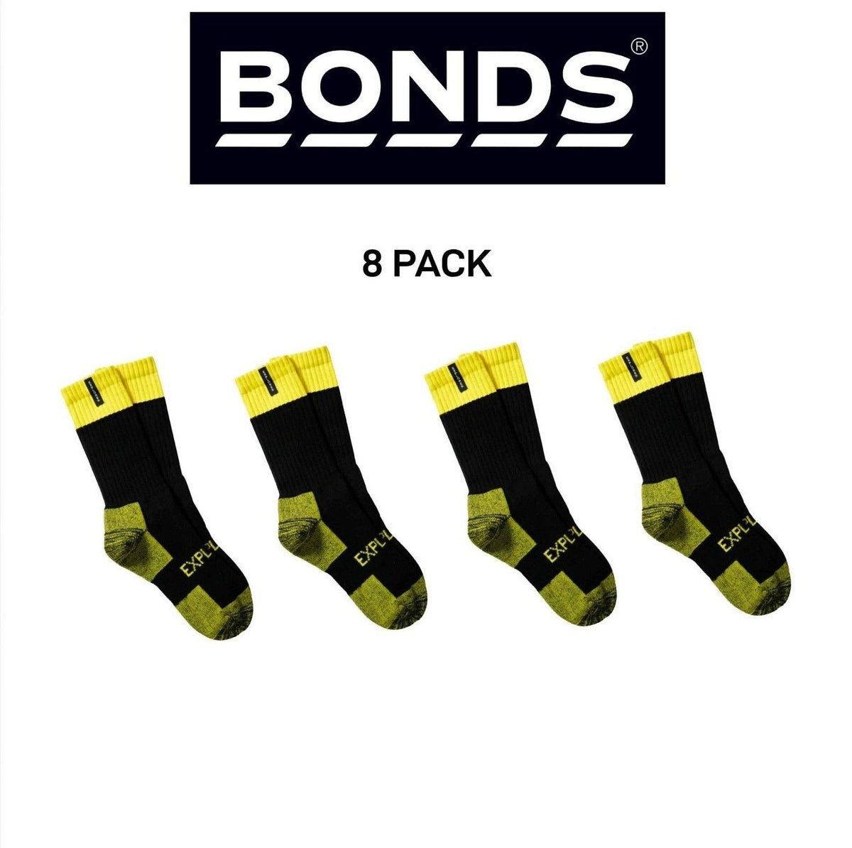 Bonds Mens Explorer Tough Work Durable Dual Layer Cotton 8 Pack SYNJ2W