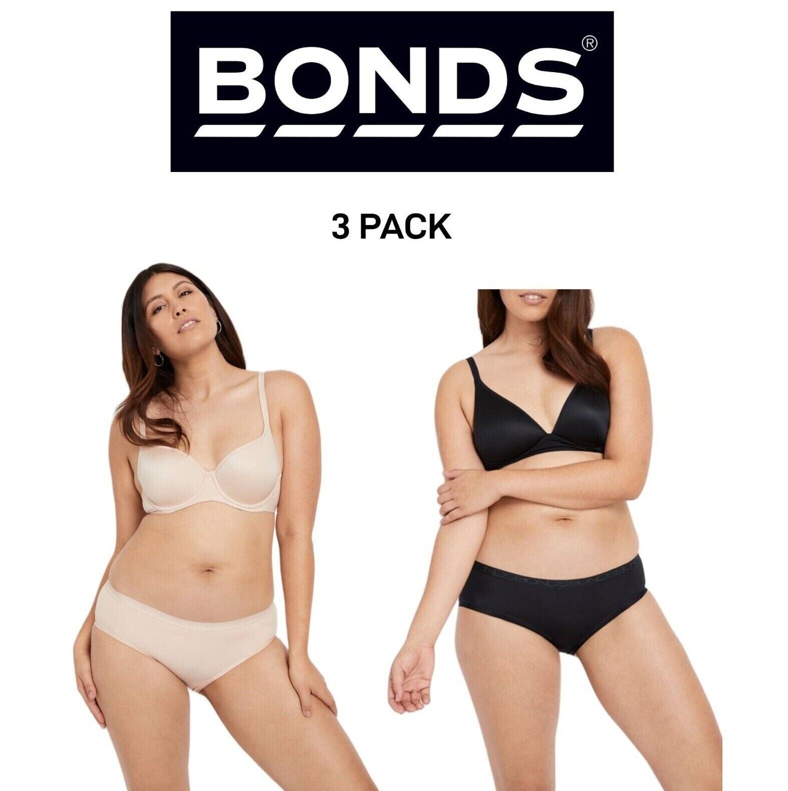Bonds Womens Invisitails Midi Soft Lightweight Bikini Brief 3 Pack WZGJY