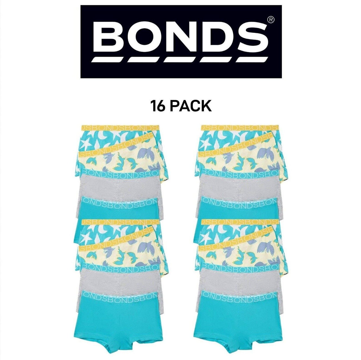 Bonds Girls Shortie Full Coverage Modesty Ultimate Soft Waistband 16 Pack UWCA4A