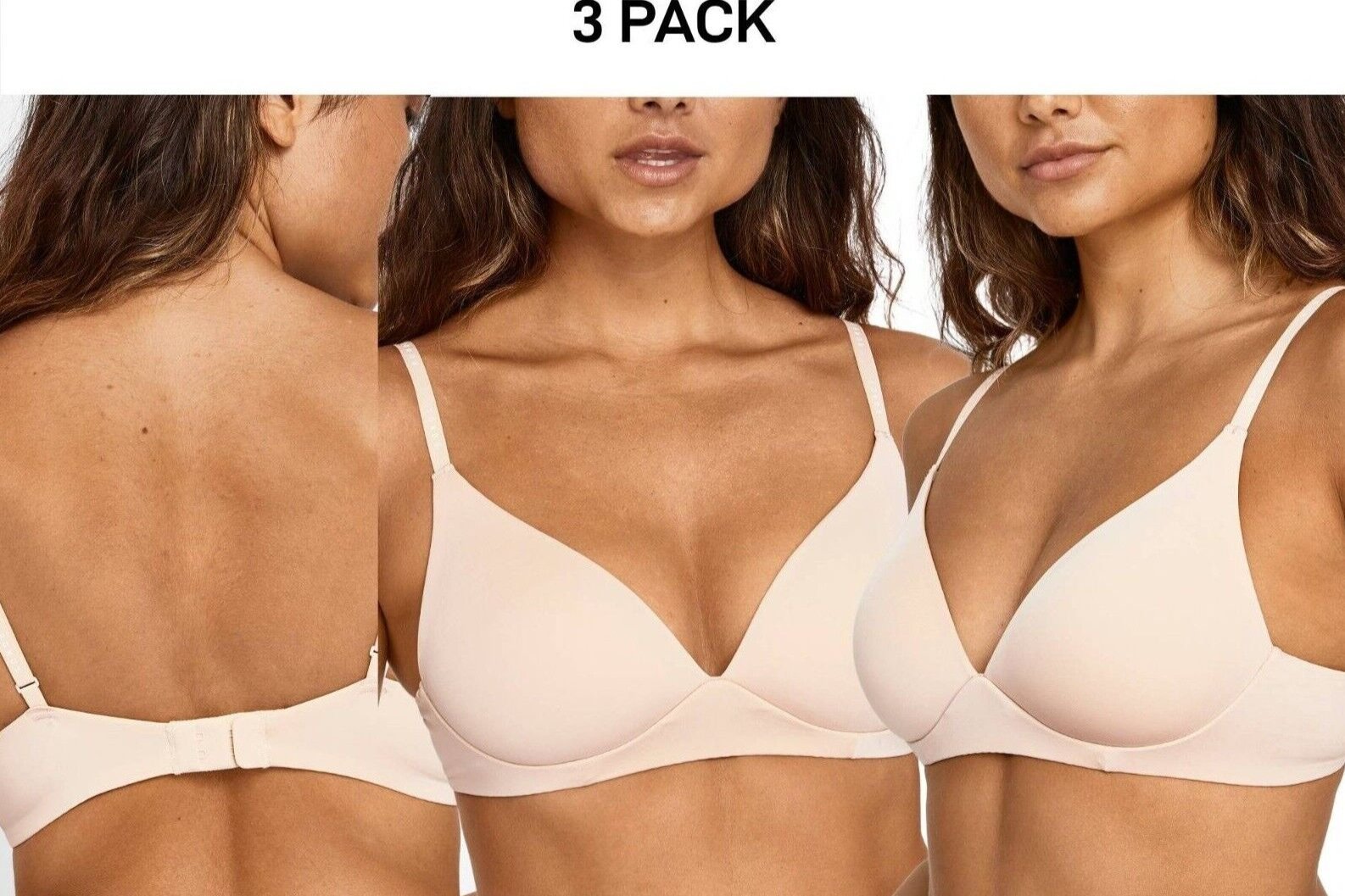 Bonds Womens Invisi Wirefree Bra Ultimate Comfort Soft Smooth Shape 3 Pack YXC6Y