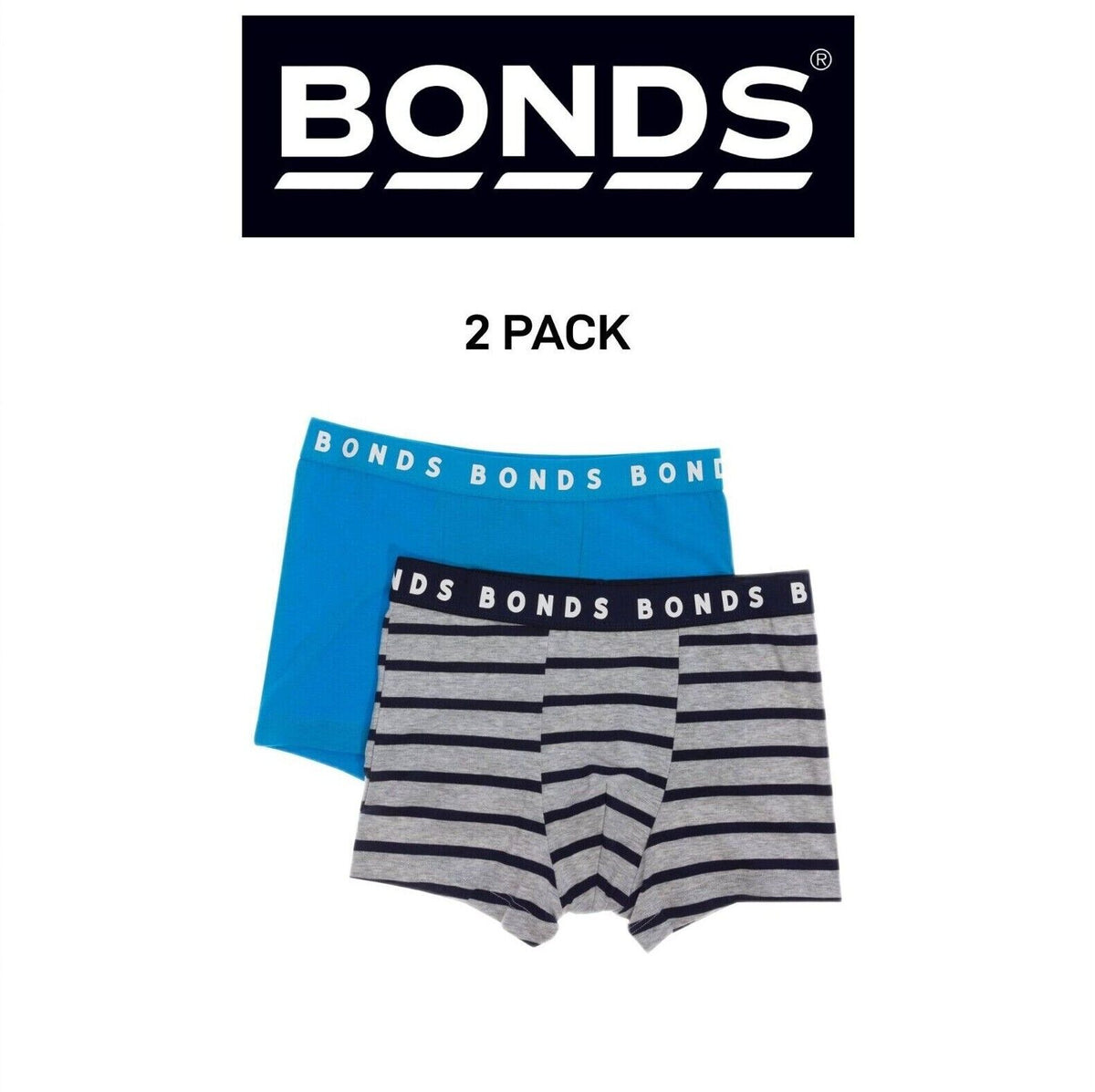 Bonds Boys Hipster Trunk Very Soft Elastic Branded Waistband 2 Pack UXDM2A