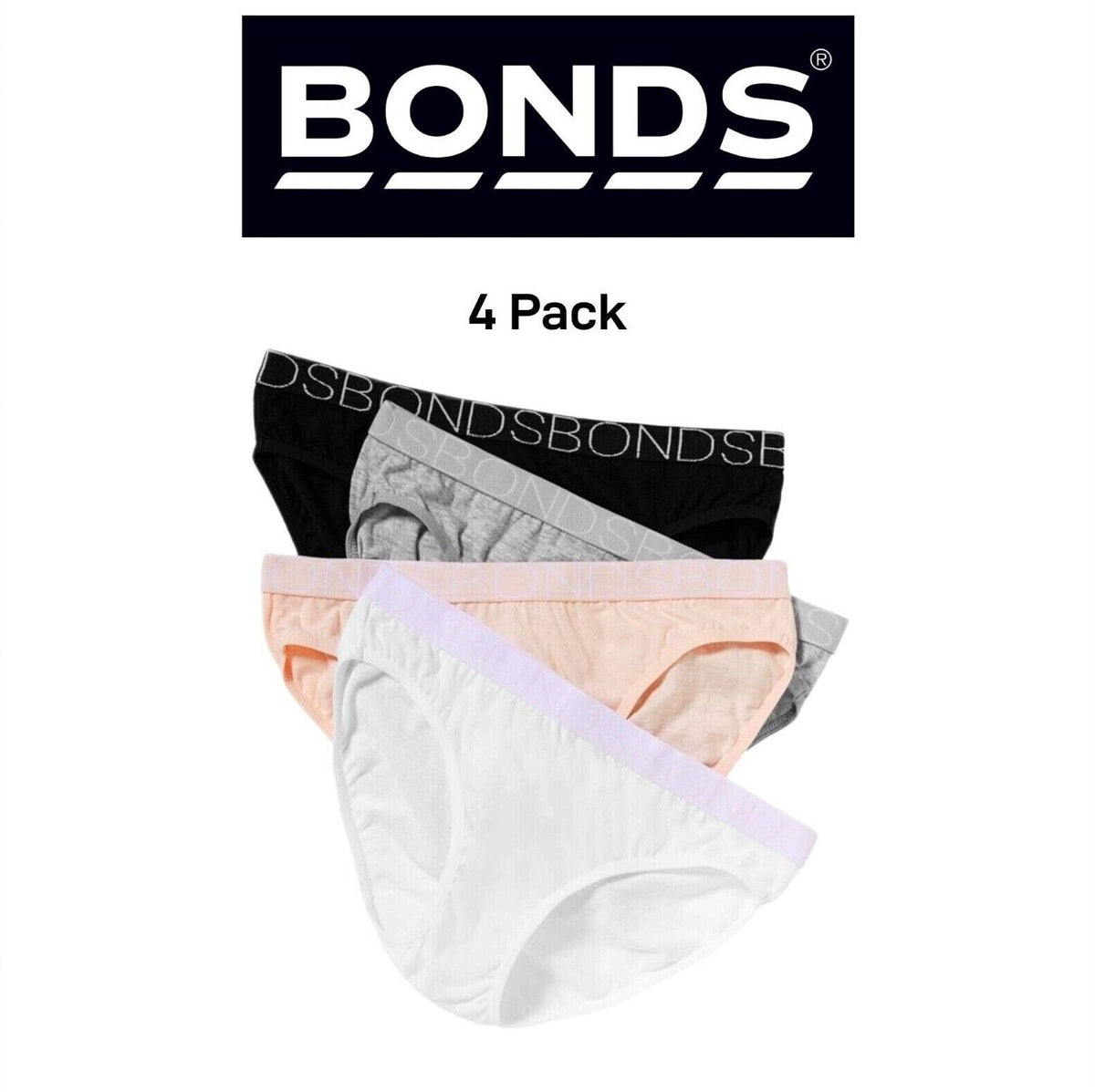 Bonds Girls Bikini Undies Flexible Lightweight and Breathable 4 Pack UZR14A