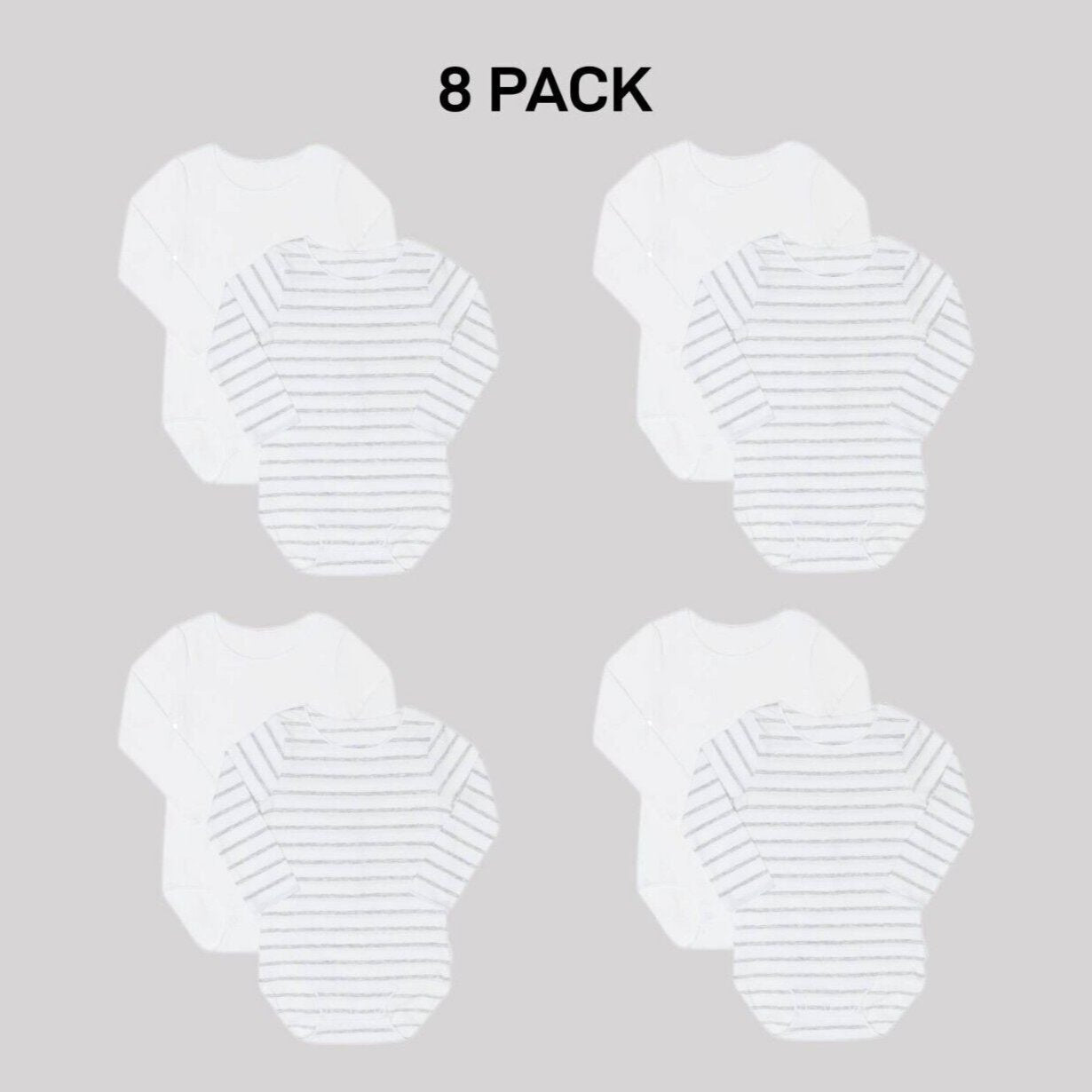 Bonds Baby Wonderbodies Long Sleeve Bodysuit Super Soft Stretchy 8 Pack BY4QA