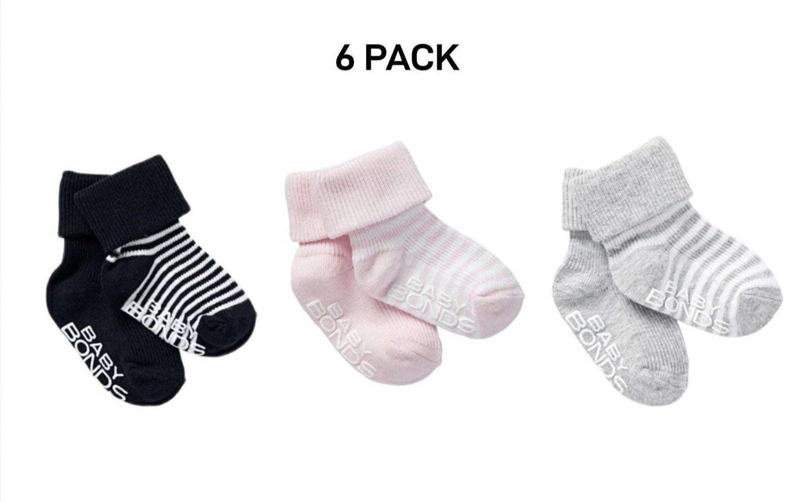 Bonds Baby Classics Cuff Non Slip Grip Sole Fine Toe Seams 6 Pack RYY82N