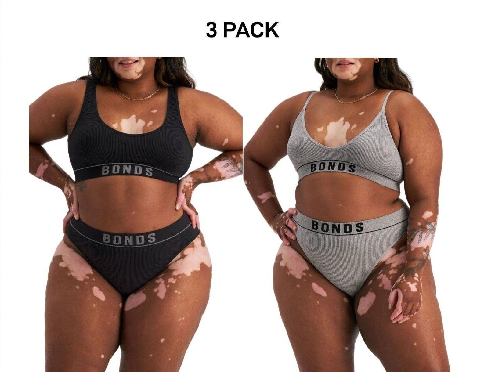 Bonds Womens Retro Rib Seamless Hi Bikini Hi Leg Smooth Stretchy 3 Pack WU8GT