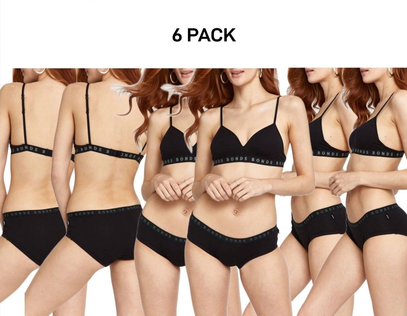 Bonds Womens Hipster Boyleg Soft Cotton Comfortable Stretch Brief 6 Pack WUVWA