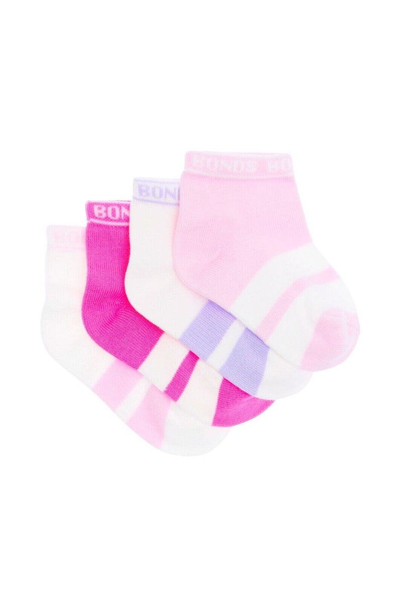 Bonds Baby Sportlet Arch Support Soft Breathable Comfiness Socks 4 Pack RXXL4N