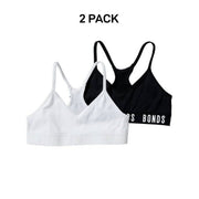 Bonds Girls Super Stretchies Racer Crop Double Layered Front 2 Pack UXNK2A