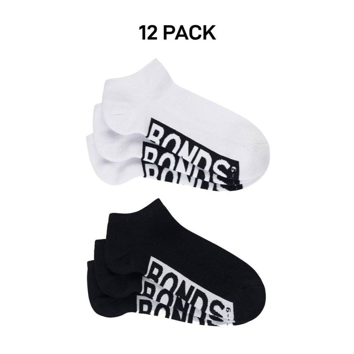 Bonds Mens Logo Cushioned Low Cut Smooth and Comfy Cotton Socks 12 Pack SXNA3N