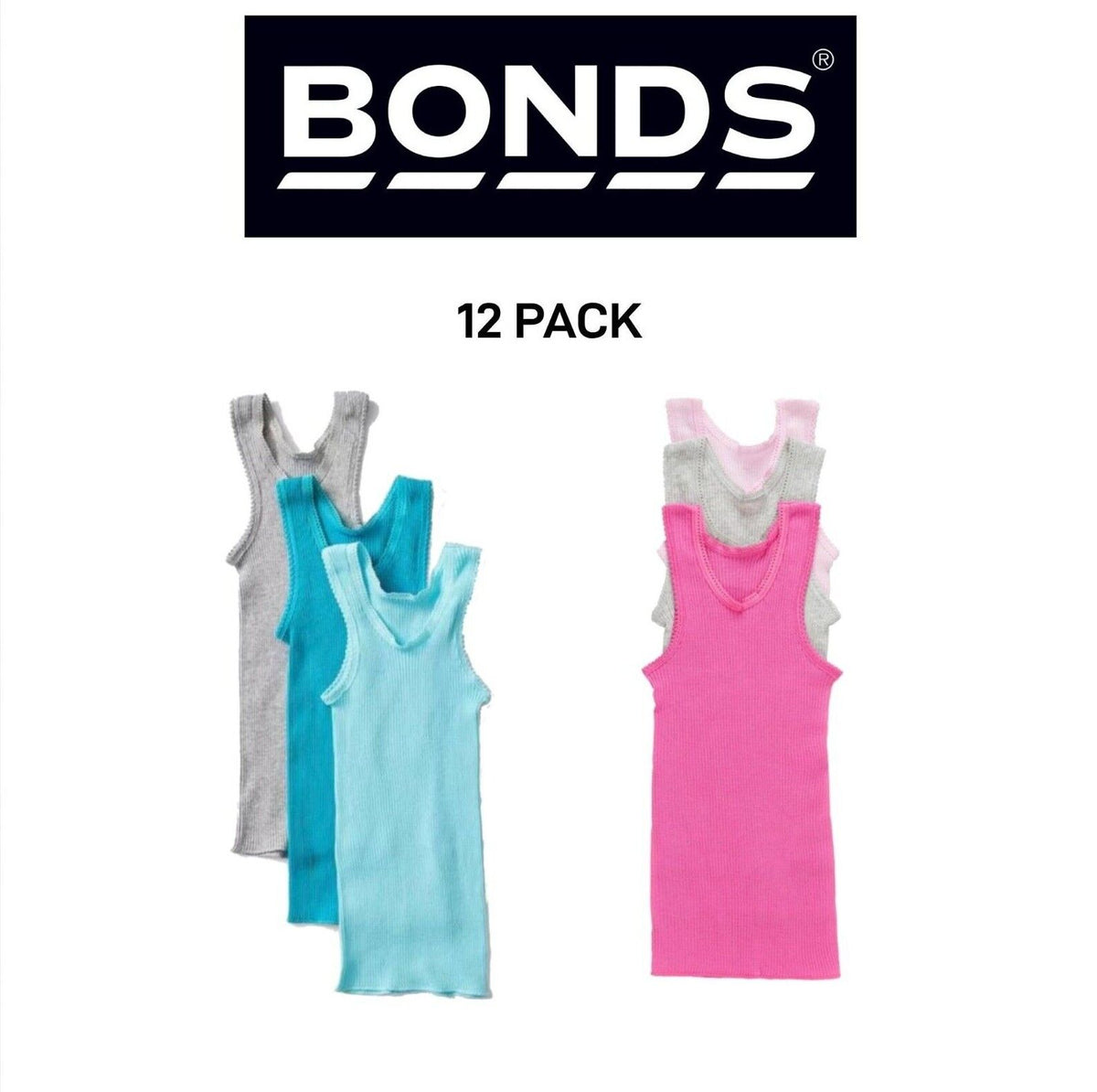 Bonds Baby Vest Ribbed Warmth Singlets Comfy Side Seamfree 12 Pack BXHNT