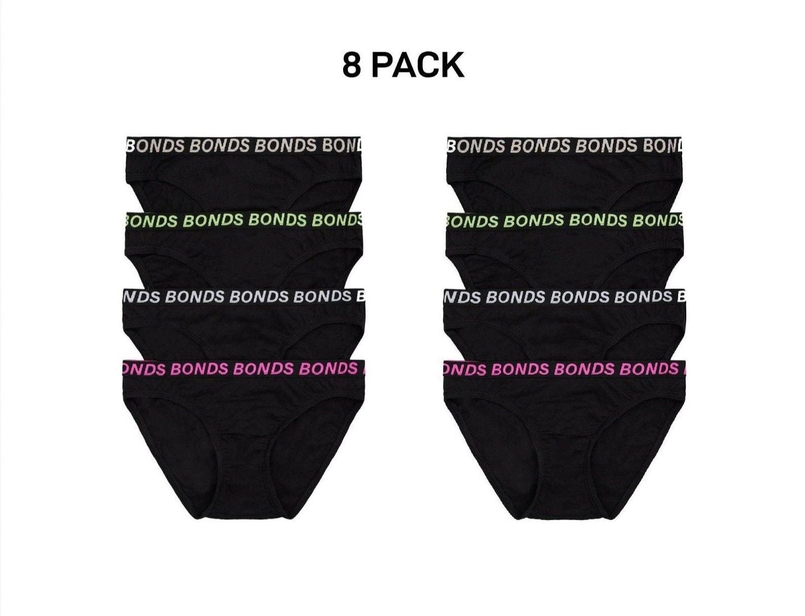 Bonds Girls Bikini Sport Ultimate Comfy and Fresh Moisture Wicking 8 Pack UWKL4A