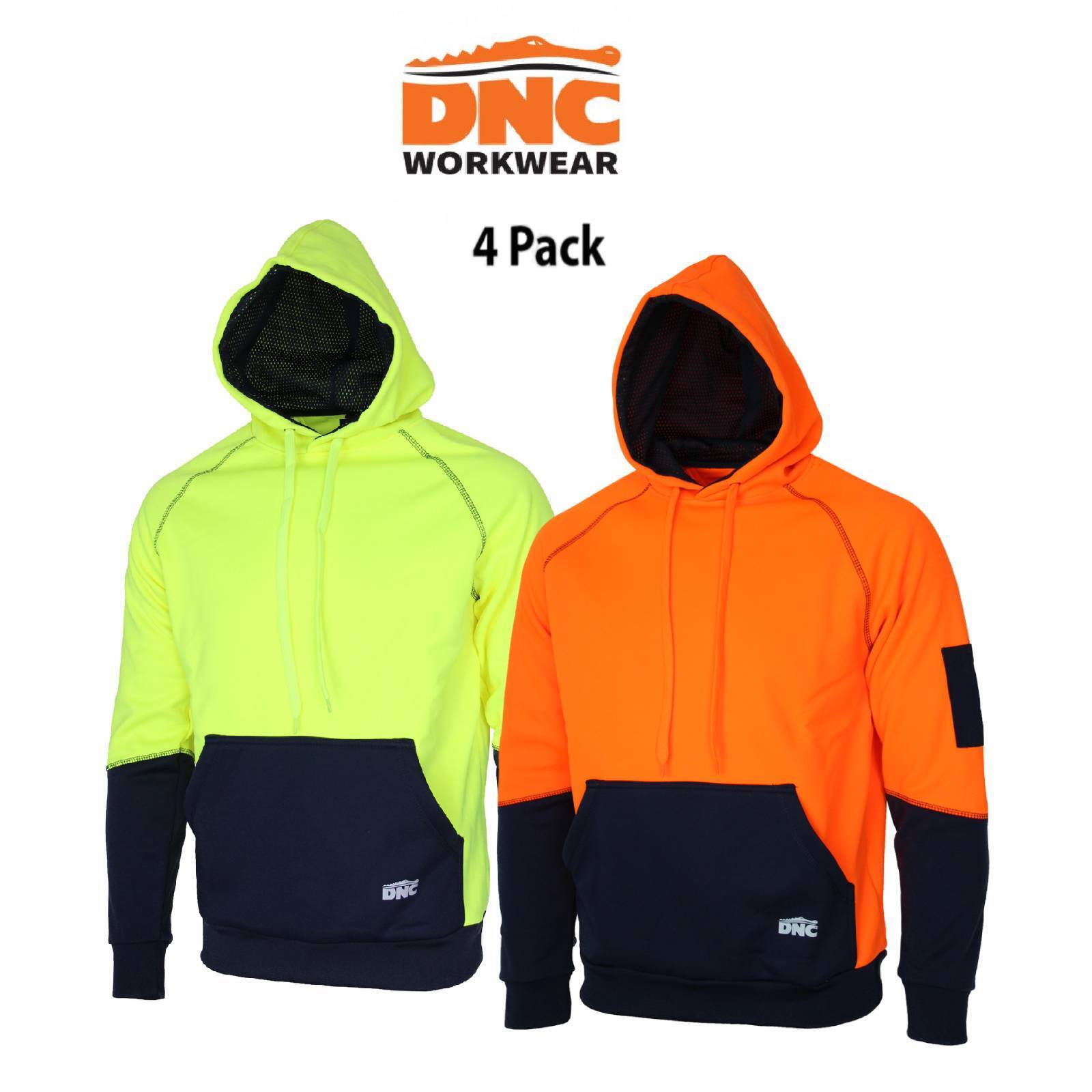DNC Mens 4 Packs HiVis Softshell Elasticated Work SUN Protection Hoodie 3521