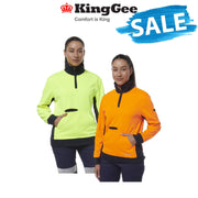 SALE KingGee Womens Hi Vis Spliced Pocket Collar 1/4 Zip Fleece Warmer K45008