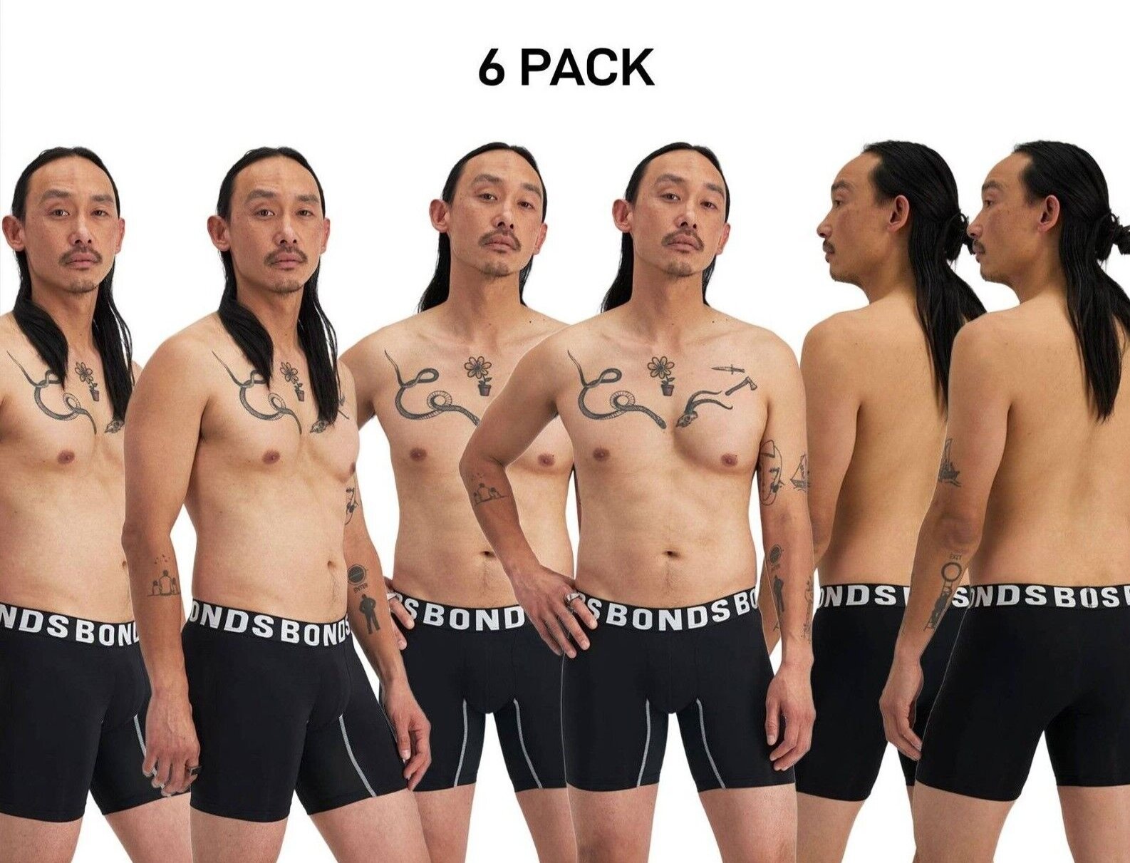 Bonds Mens Chafe Off Trunk Inner Thigh Panel Comfort & Friction Free 6 Pack MWB6