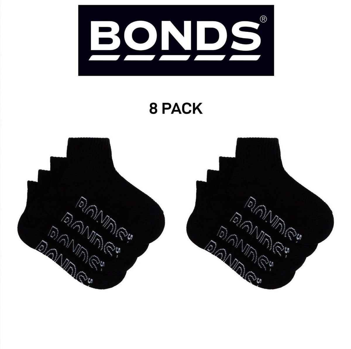 Bonds Kids Logo Light Quarter Crew Lightweight and Breathability 8 Pack RXUT4N