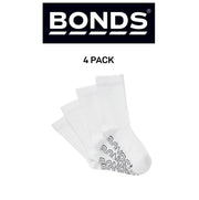 Bonds Kids Logo Light Crew Sock Soft Cotton Mesh Cooling 4 Pack RXVJ4N