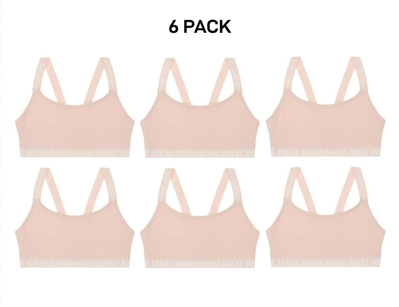 Bonds Girls Performance Pullover Crop Durable and Stretchy Bra 6 Pack UWH41A