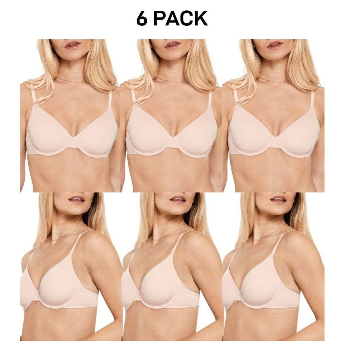 Bonds Womens Invisi Underwire T-Shirt Bra Comfy Flattering Neckline 6 Pack YXD9Y