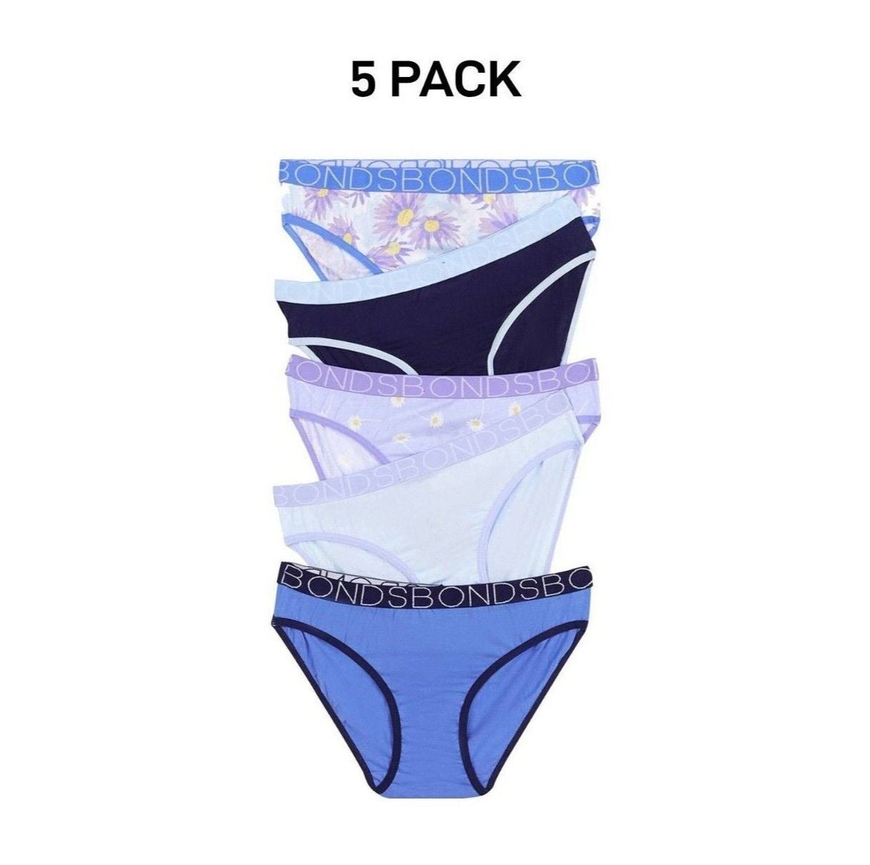 Bonds Girls Bikini Soft and Stretchy Fit Perfect Everyday Coverage 5 Pack UWNV5A