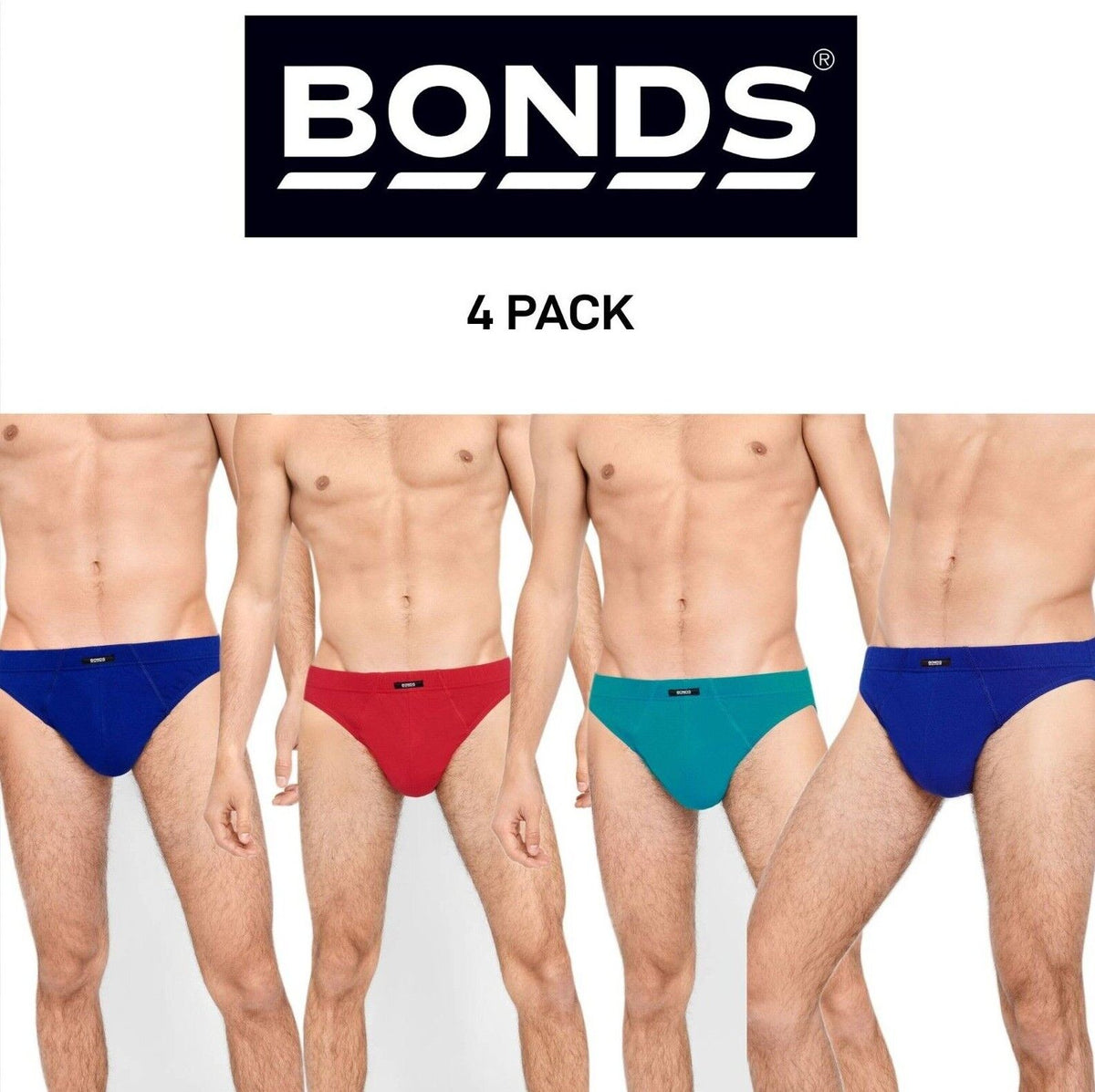 Bonds Mens Action Brief  Soft Cotton and Encased Elastic Comfort 4 Pack M8OS4