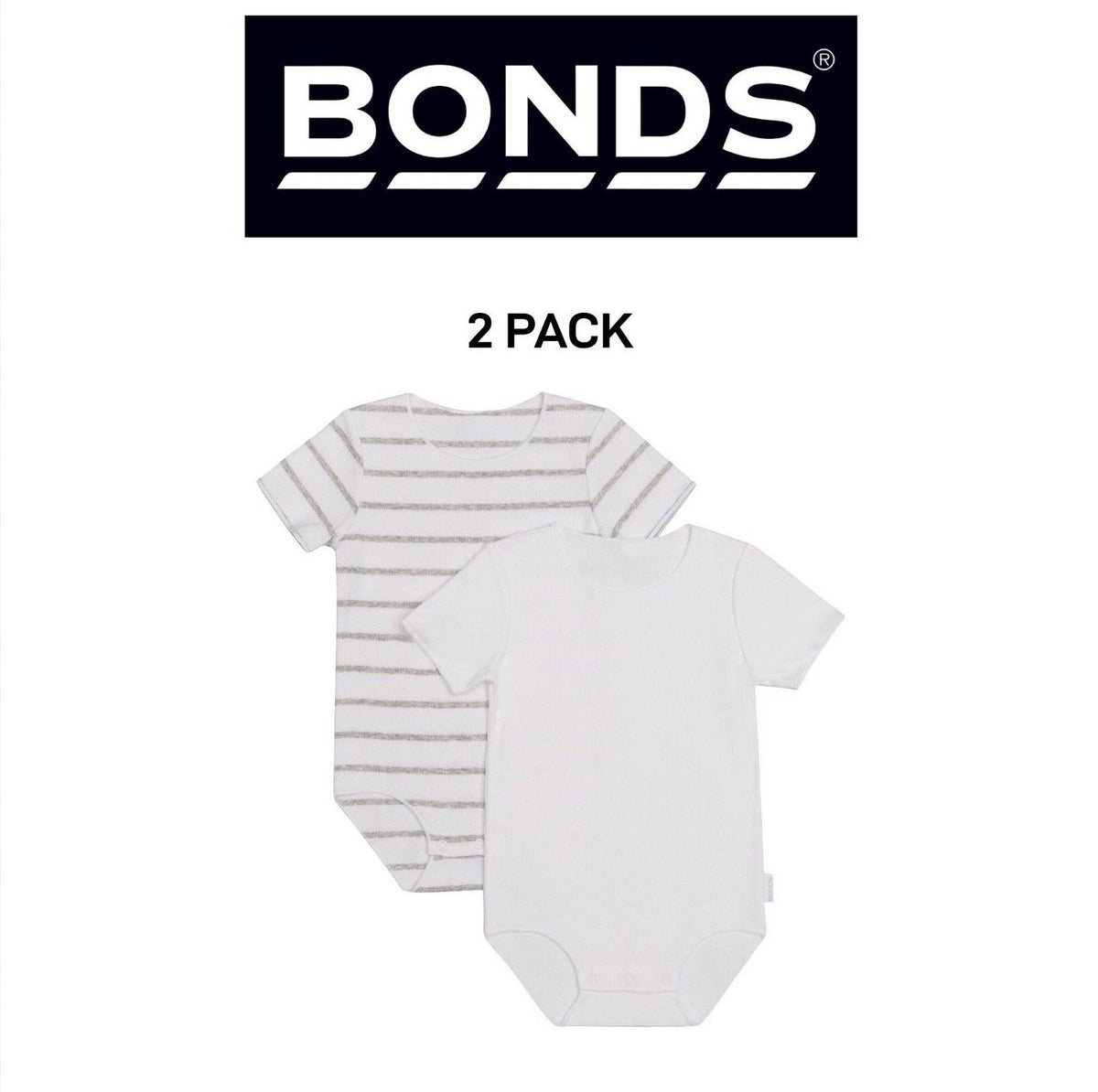 Bonds Baby Wonderbodies Short Sleeve Bodysuit Ultimate Comfort 2 Pack BXK7A