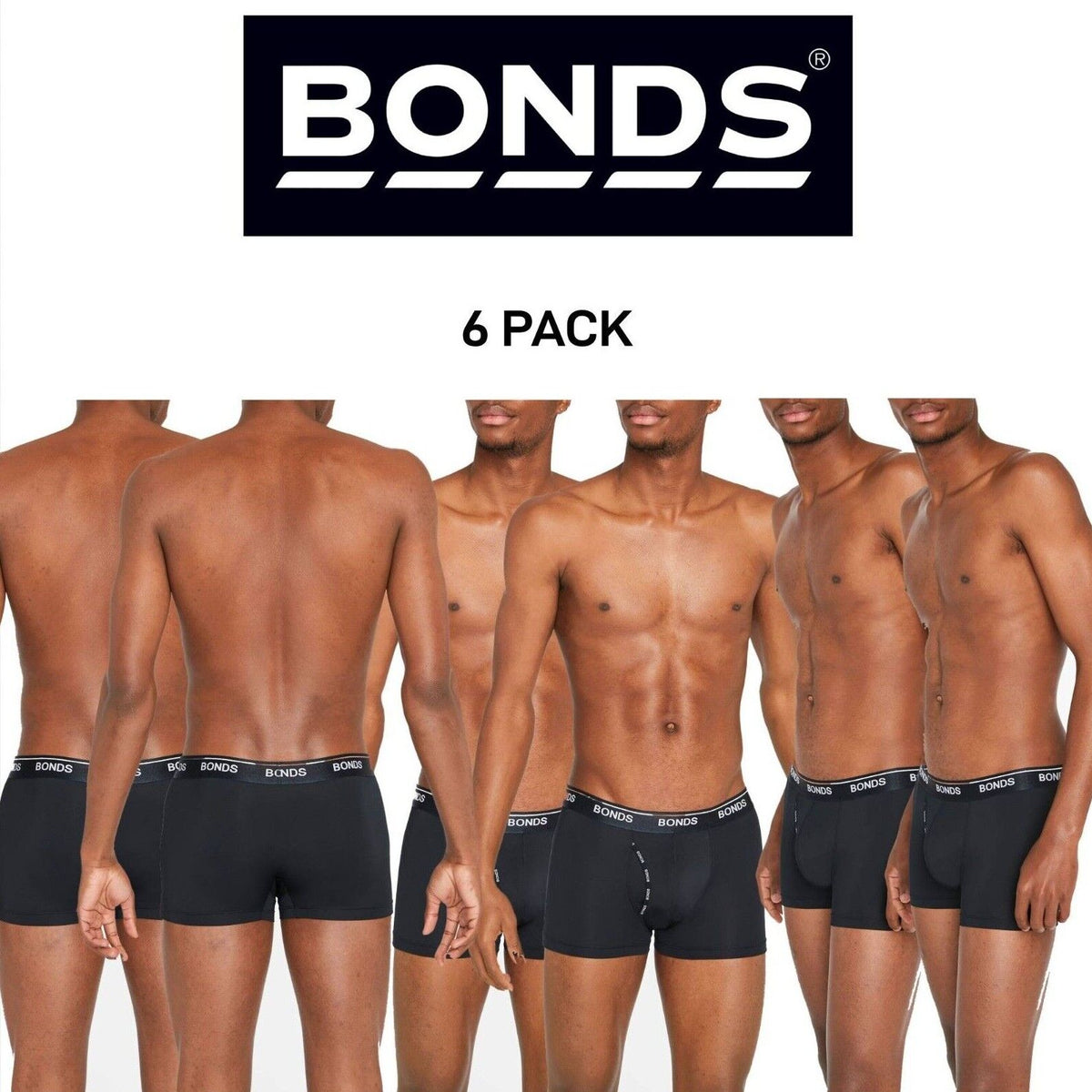 Bonds Mens Microfibre Guyfront Trunk Super Smooth Microfibre Version 6 Pack MX86