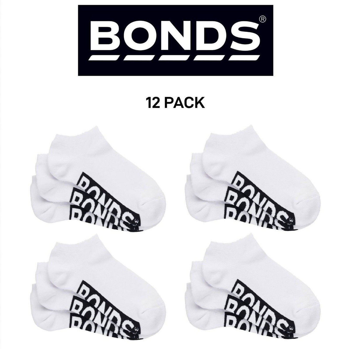 Bonds Womens Logo Cushioned Low Cut Comfy Smooth Toe Seams 12 Pack LXPY3N