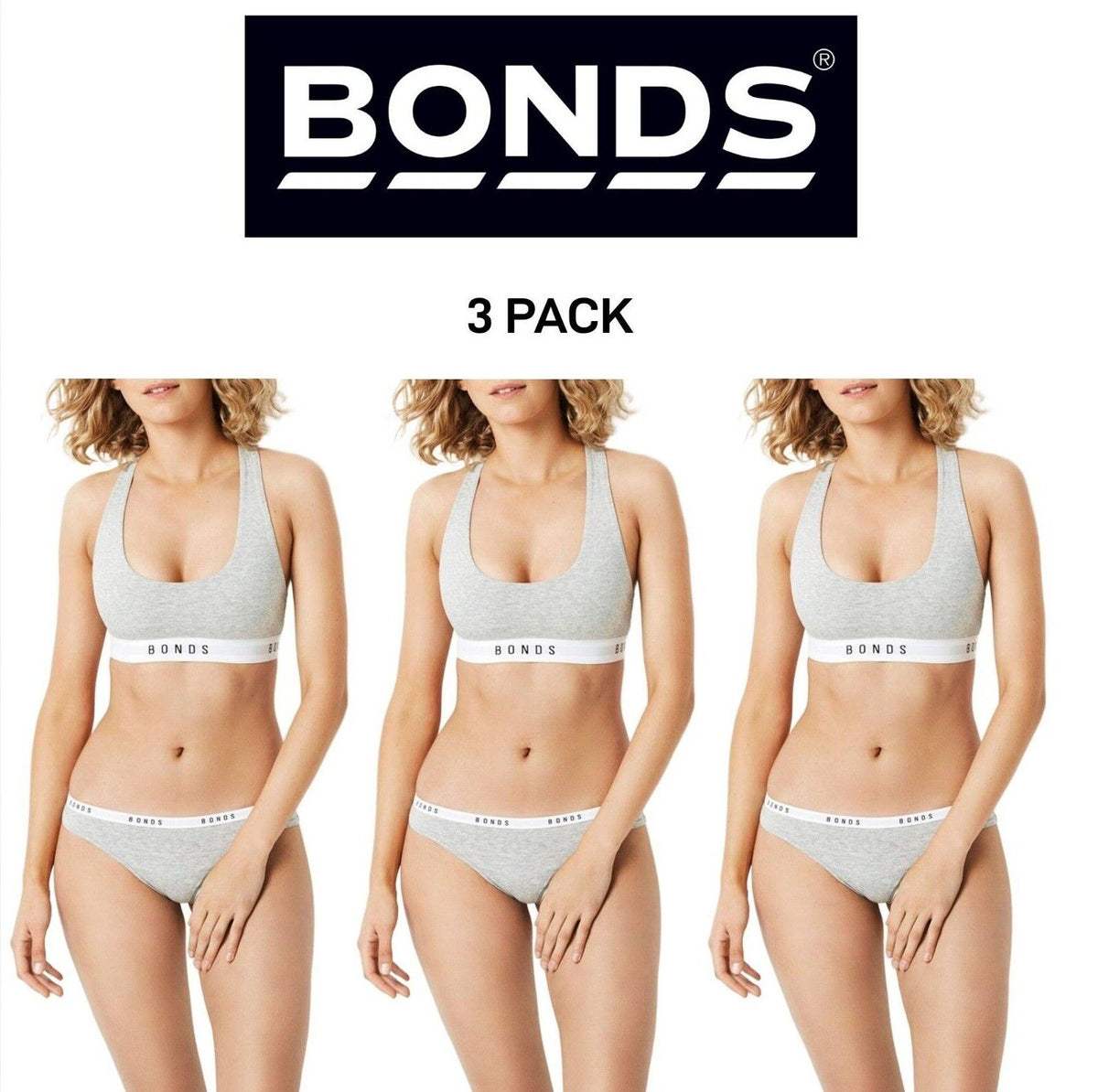 Bonds Womens Originals Gee Brief Soft Stretchy Waist and Flat Seams 3 Pack WV7HA