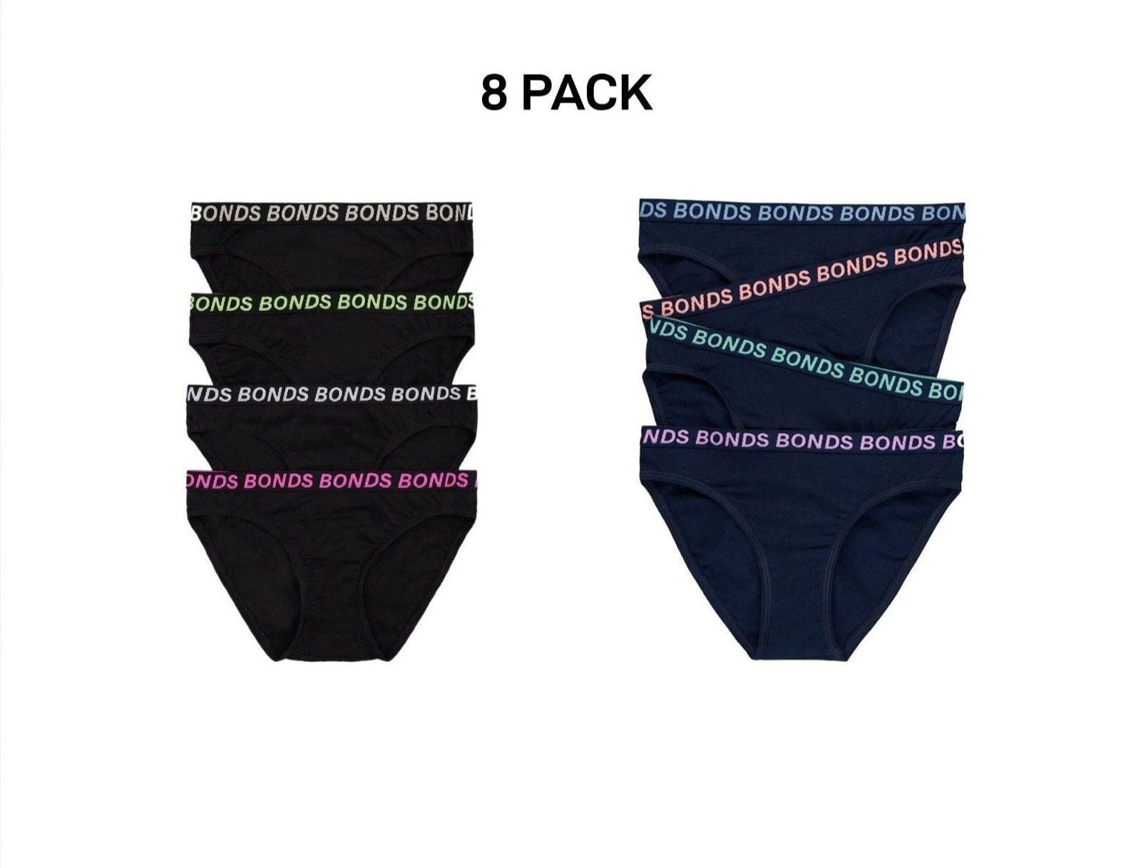 Bonds Girls Bikini Sport Ultimate Comfy and Fresh Moisture Wicking 8 Pack UWKL4A