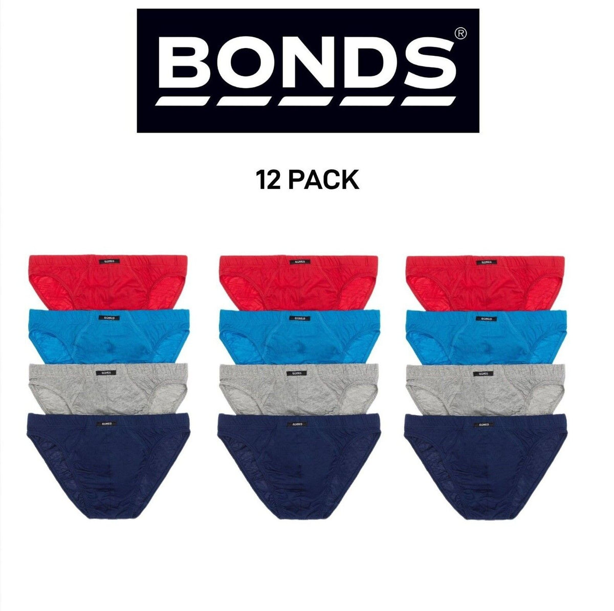 Bonds Mens Action Brief  Soft Cotton and Encased Elastic Comfort 12 Pack M8OS4