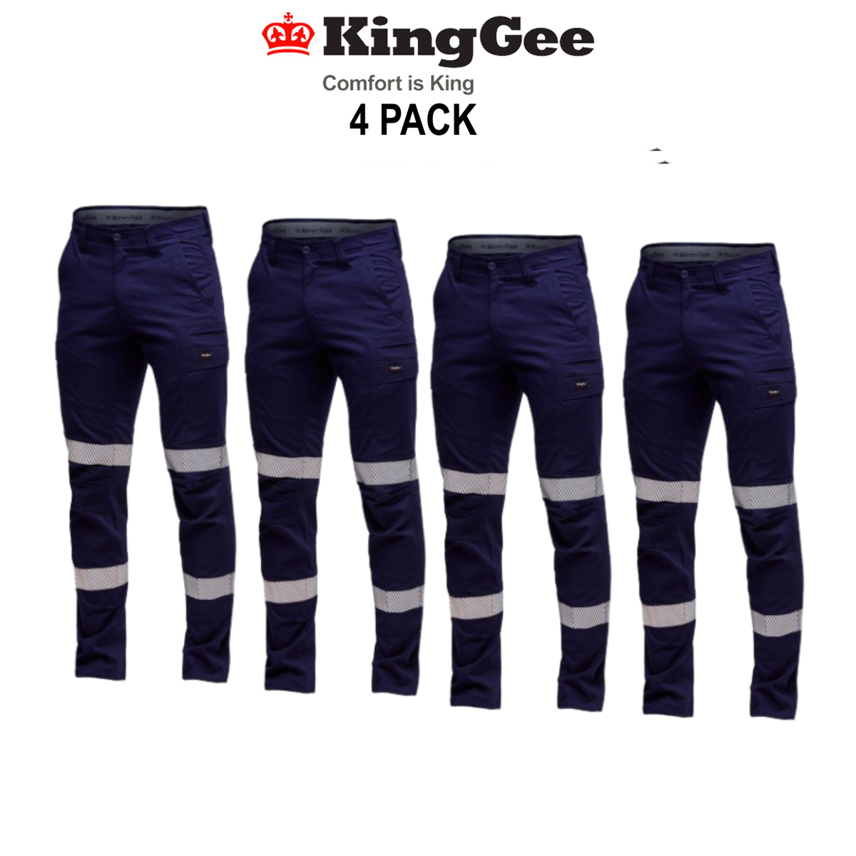 KingGee 4 Pack Workcool Pro Bio Motion Pant Breathable Comfy Work Pants K53016