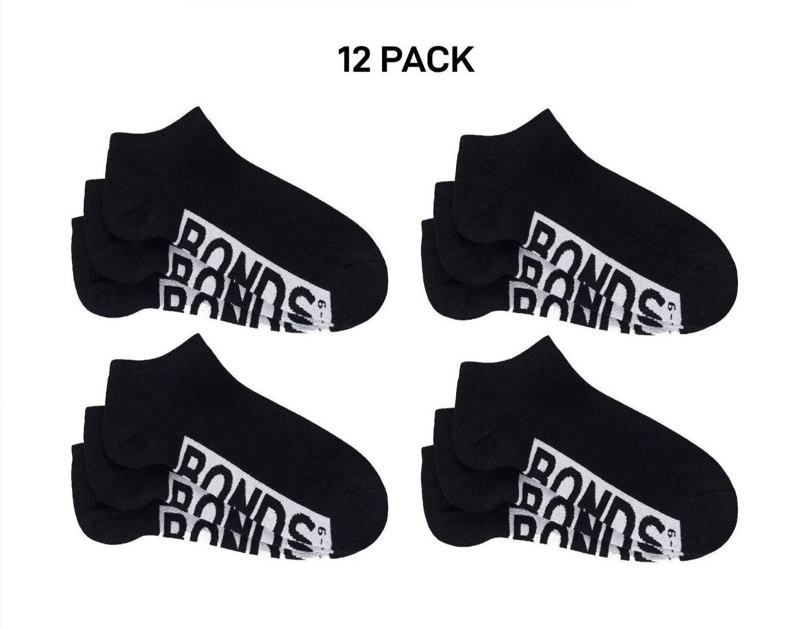 Bonds Mens Logo Cushioned Low Cut Smooth and Comfy Cotton Socks 12 Pack SXNA3N