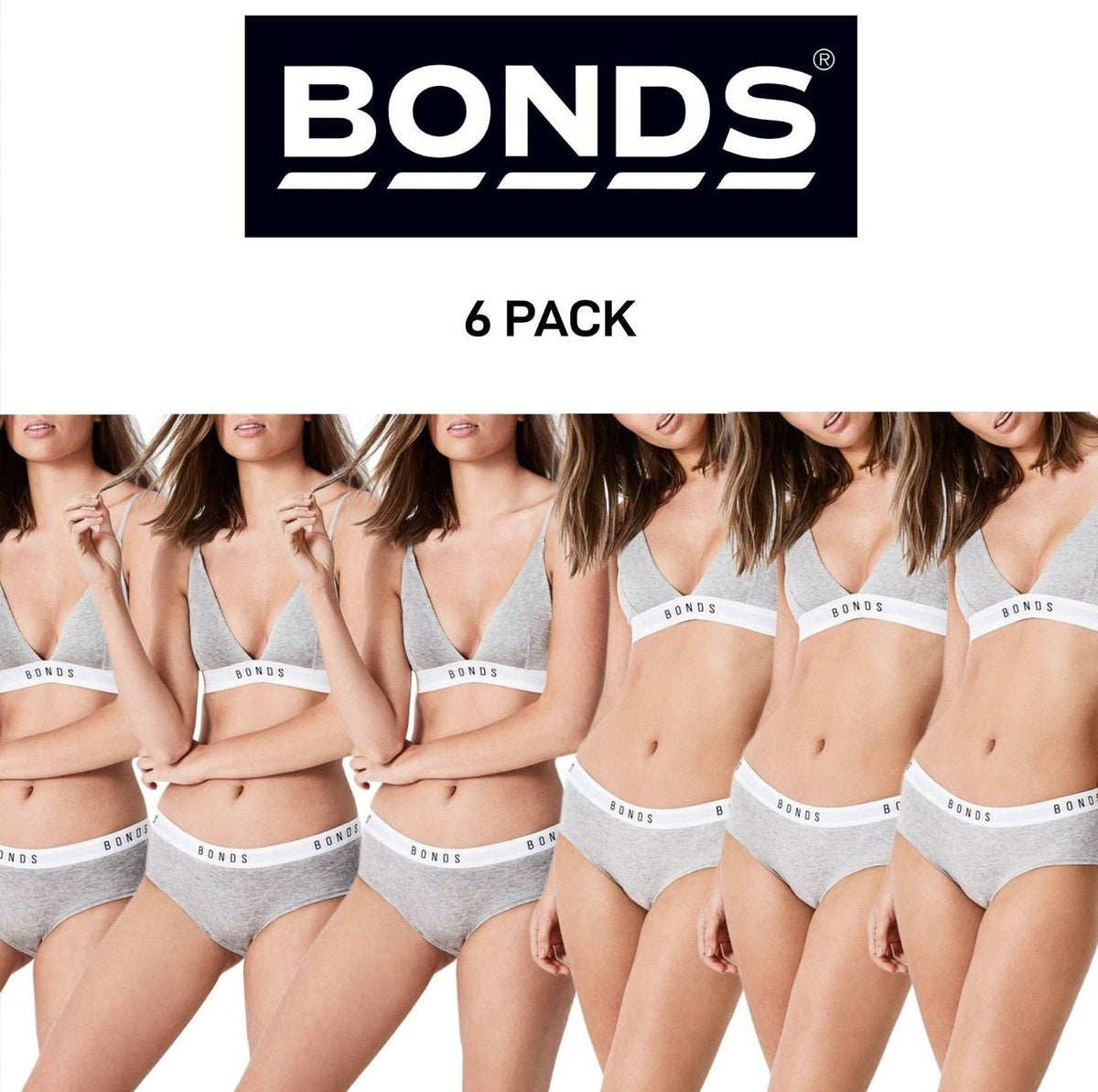 Bonds Womens Originals Boyleg Brief Contoured Elastic Trims Finish 6 Pack WV7EA