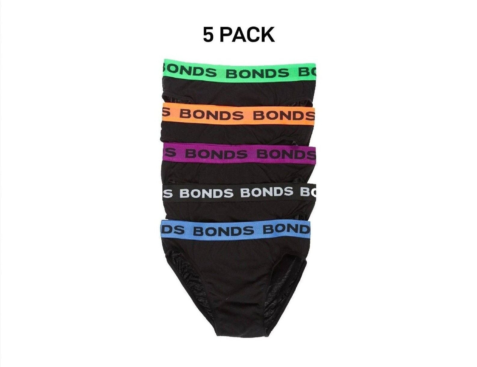 Bonds Mens Hipster Brief Super Soft Branded Elastic Waistband 5 Pack M8DMTX