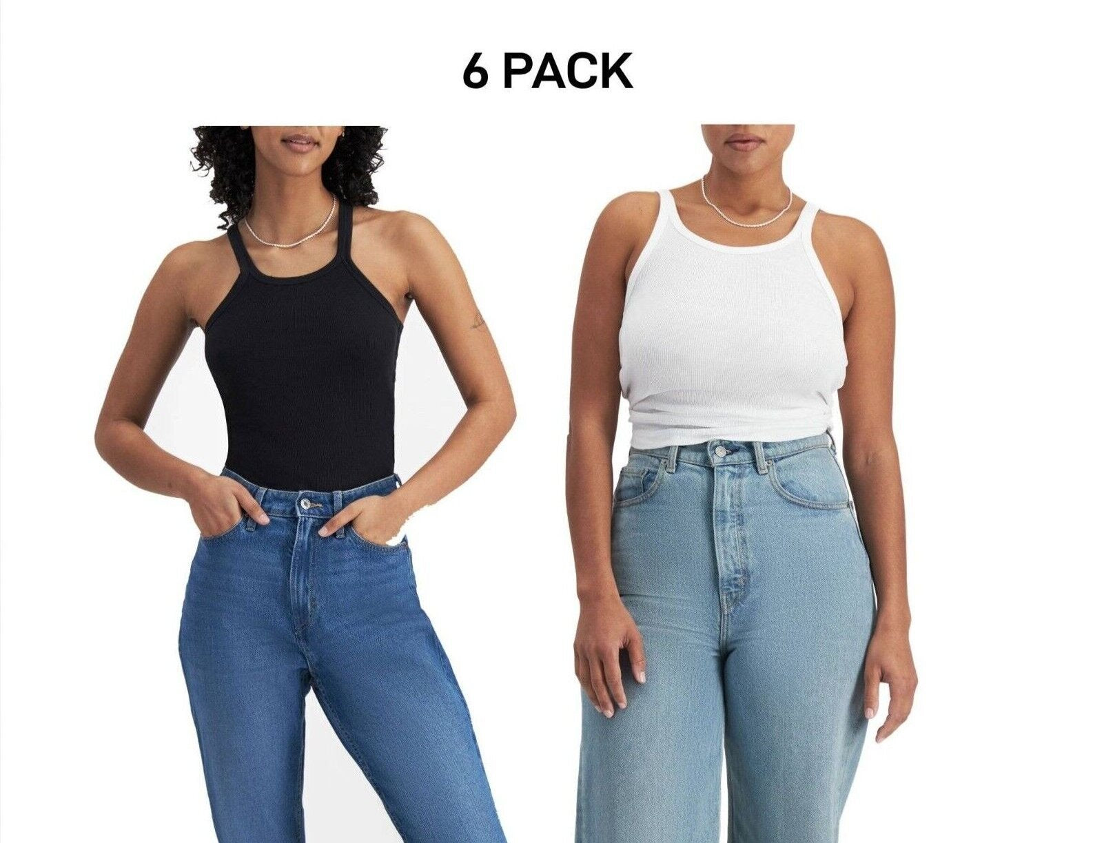 Bonds Womens Organic Chesty Singlet Flat-locked Side Seam Cotton Rib 6 Pack WTHY