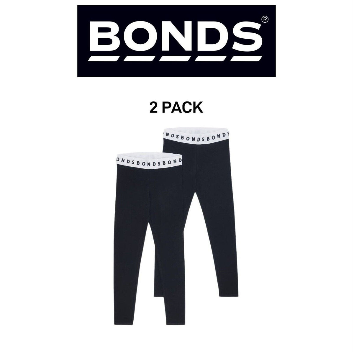 Bonds Girls Hipster Leggings Comfortable Elastic Stretchy Cotton 2 Pack KWE7K