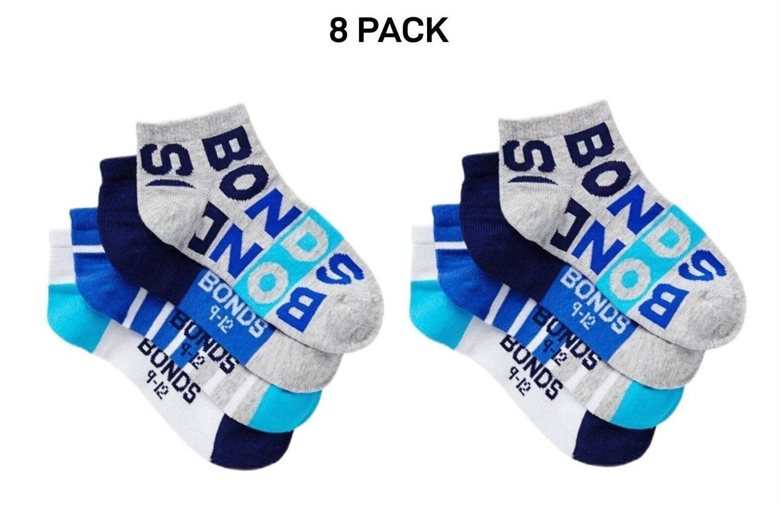 Bonds Kids fashion Trainer Breathable Soft Cotton Rich Socks 8 Pack RZLY4N