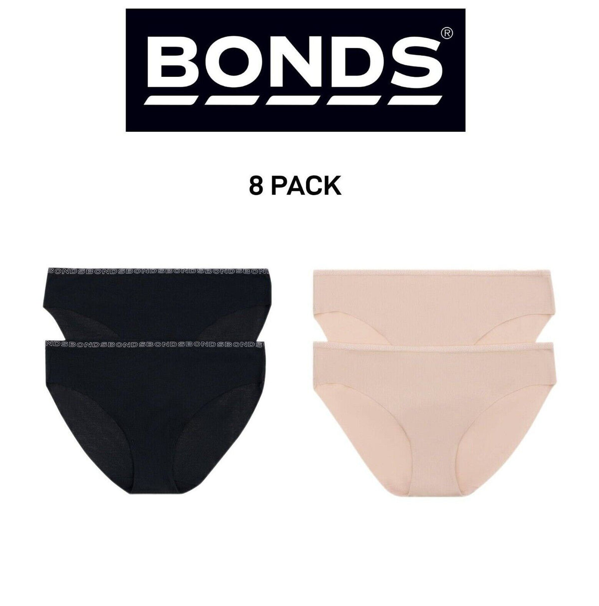 Bonds Womens No Show Bikini Smooth and Comfortable Waistband Brief 8 Pack WYQ5BW