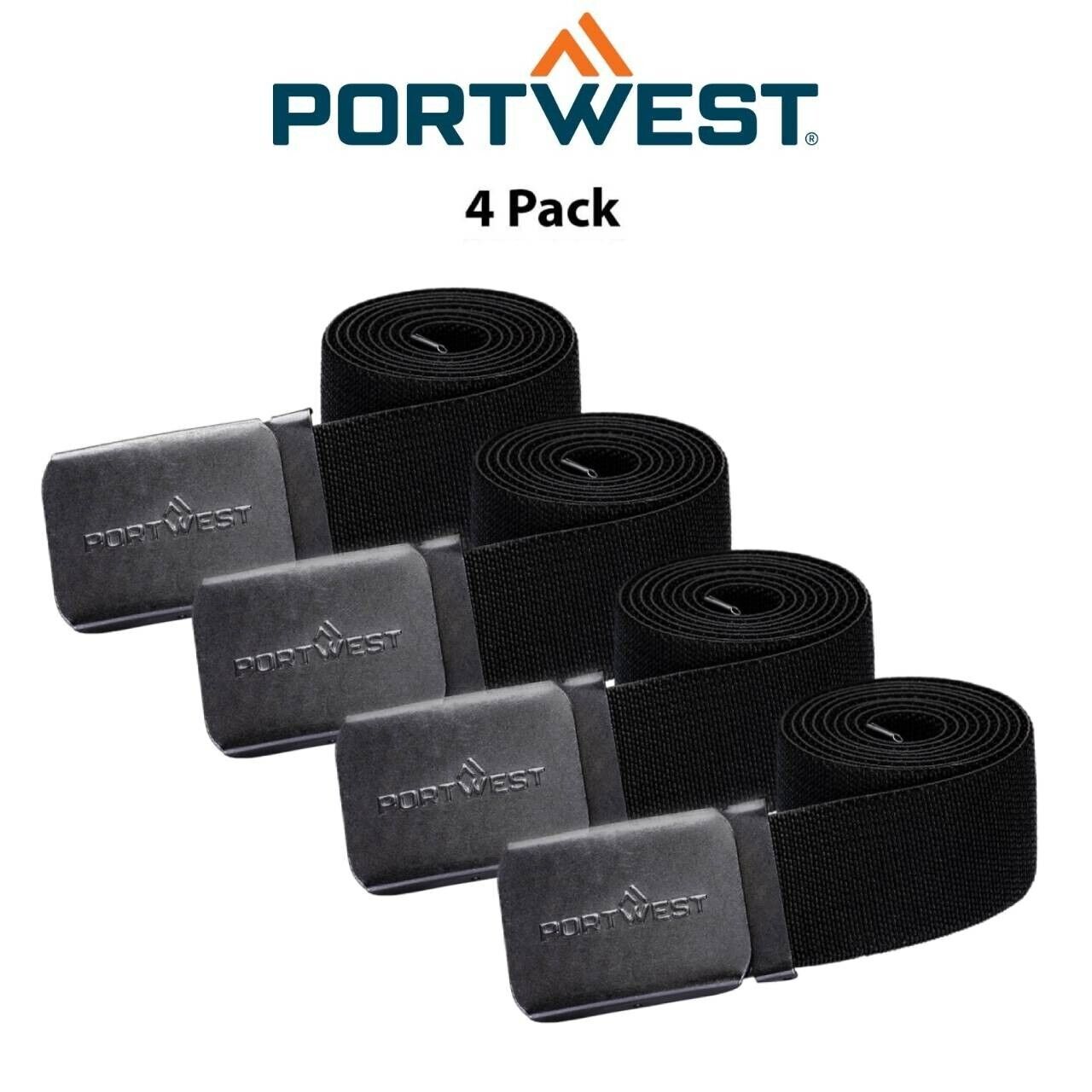 Portwest Unisex 4 Pack Elasticated Elasticated Webbing Adjustable Work Belt C105