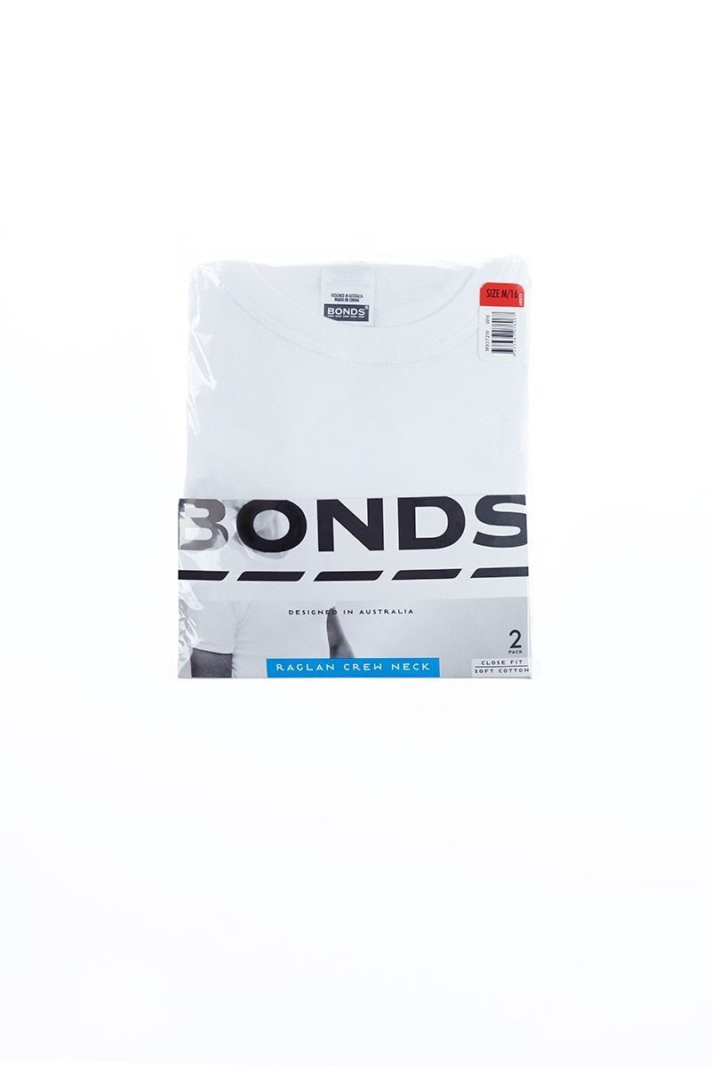 Bonds Mens Genuine Raglan Crew Neck Perfect Tee Close Body Fit 8 Pack M9372W