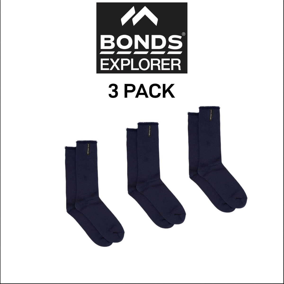 Bonds Explorer Original Comfortable Wool Blend 3 Pack Crew Sock S1139