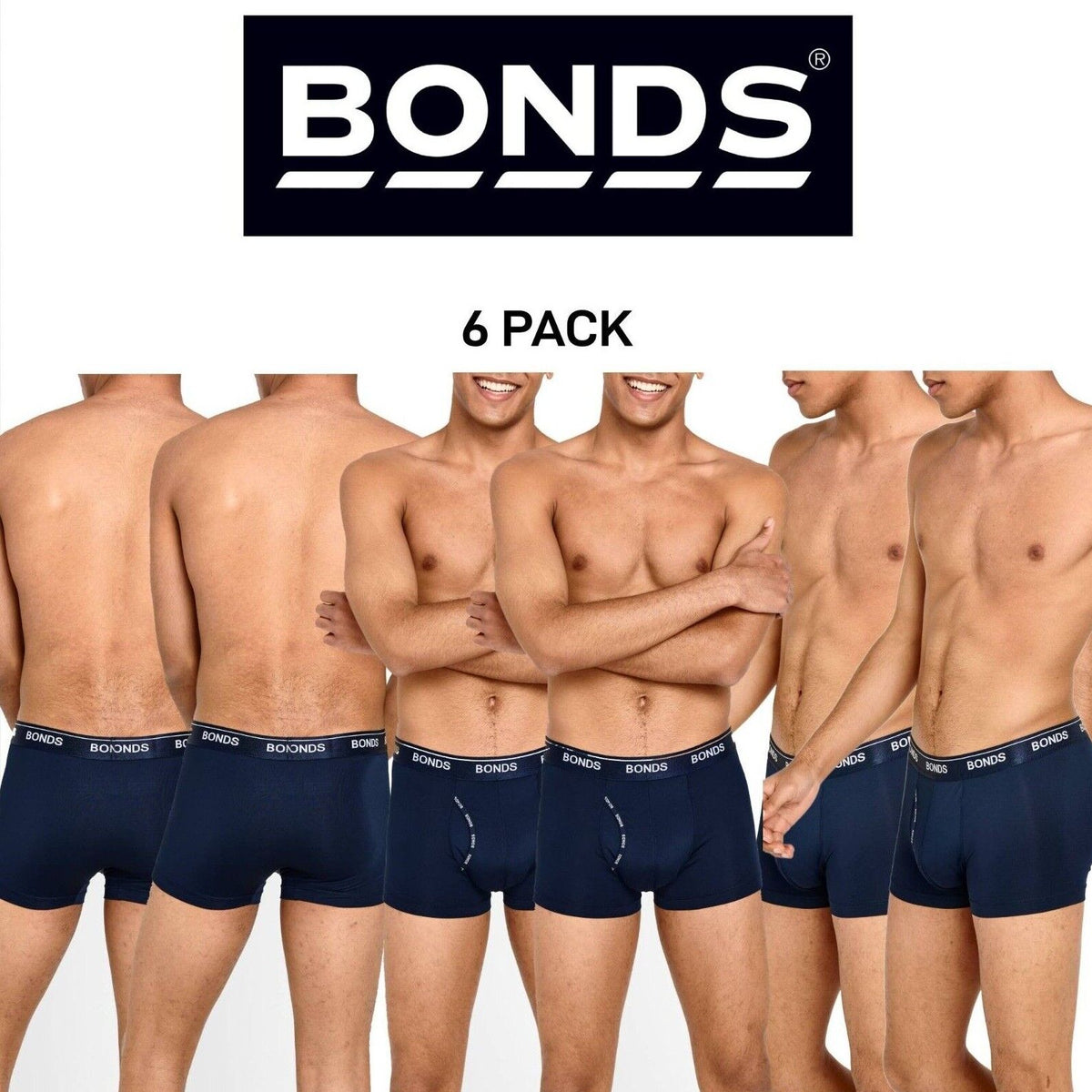 Bonds Mens Microfibre Guyfront Trunk Super Smooth Microfibre Version 6 Pack MX86