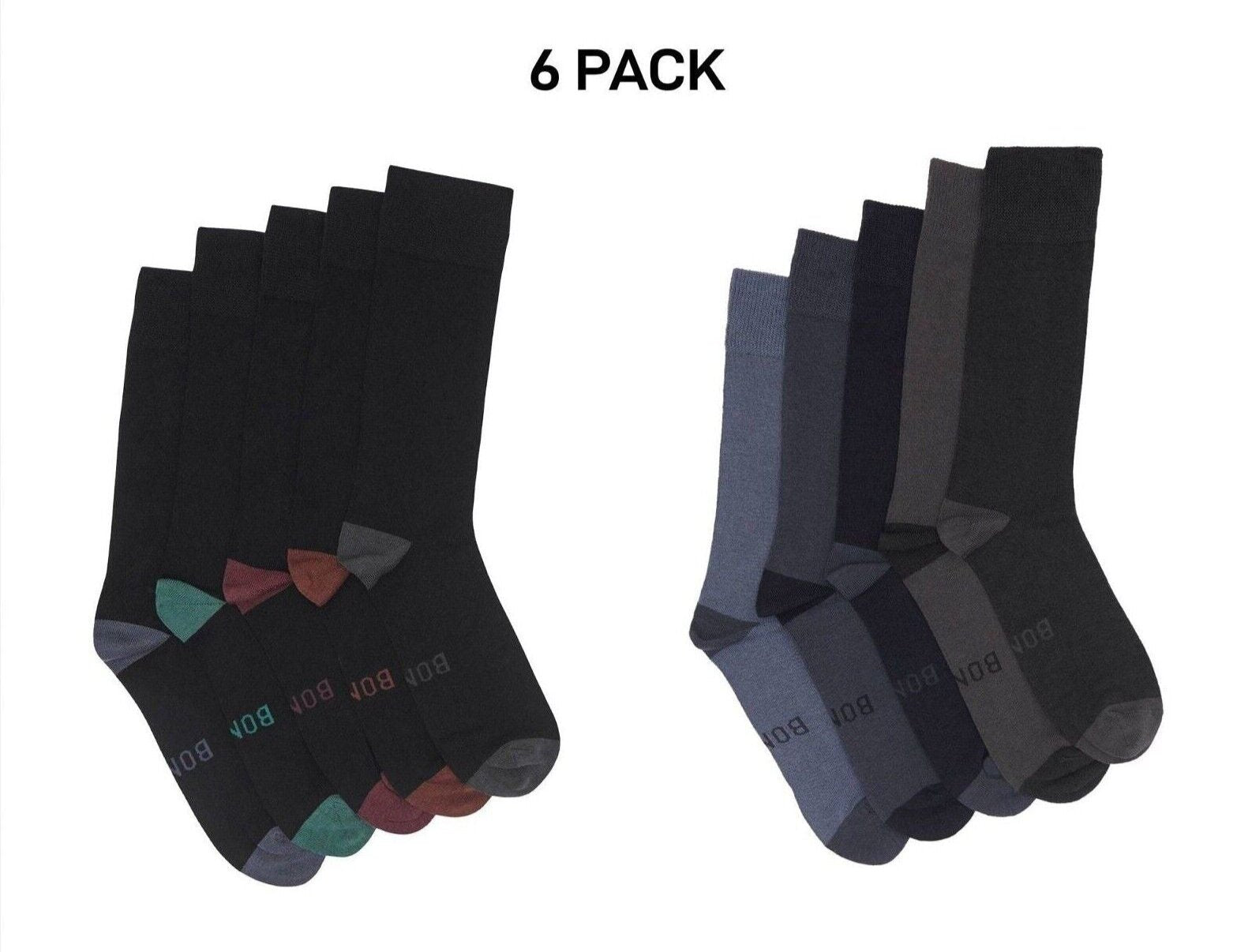 Bonds Mens Bamboo Crew Socks Fine Seams Comfy Toes & Ankle Support 6 Pack SZFQ5W