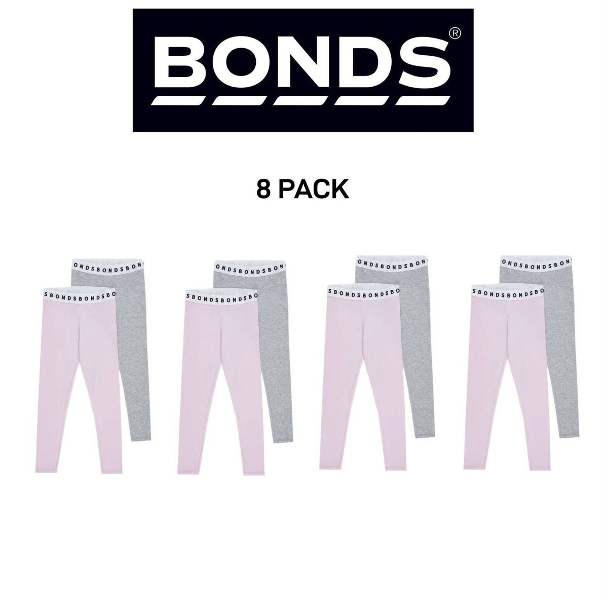 Bonds Girls Hipster Leggings Comfortable Elastic Stretchy Cotton 8 Pack KWE7K