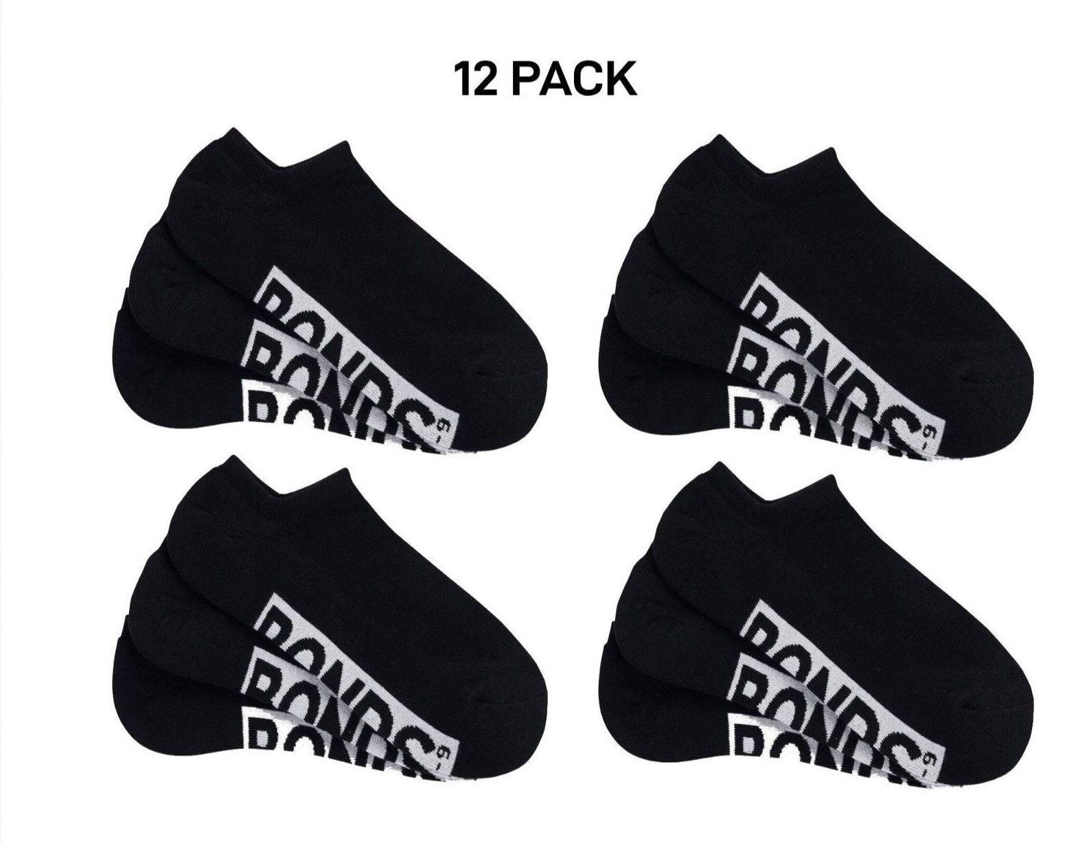 Bonds Mens Logo Cushioned No Show Smooth & Soft Cushioning Socks 12 Pack SXN73N