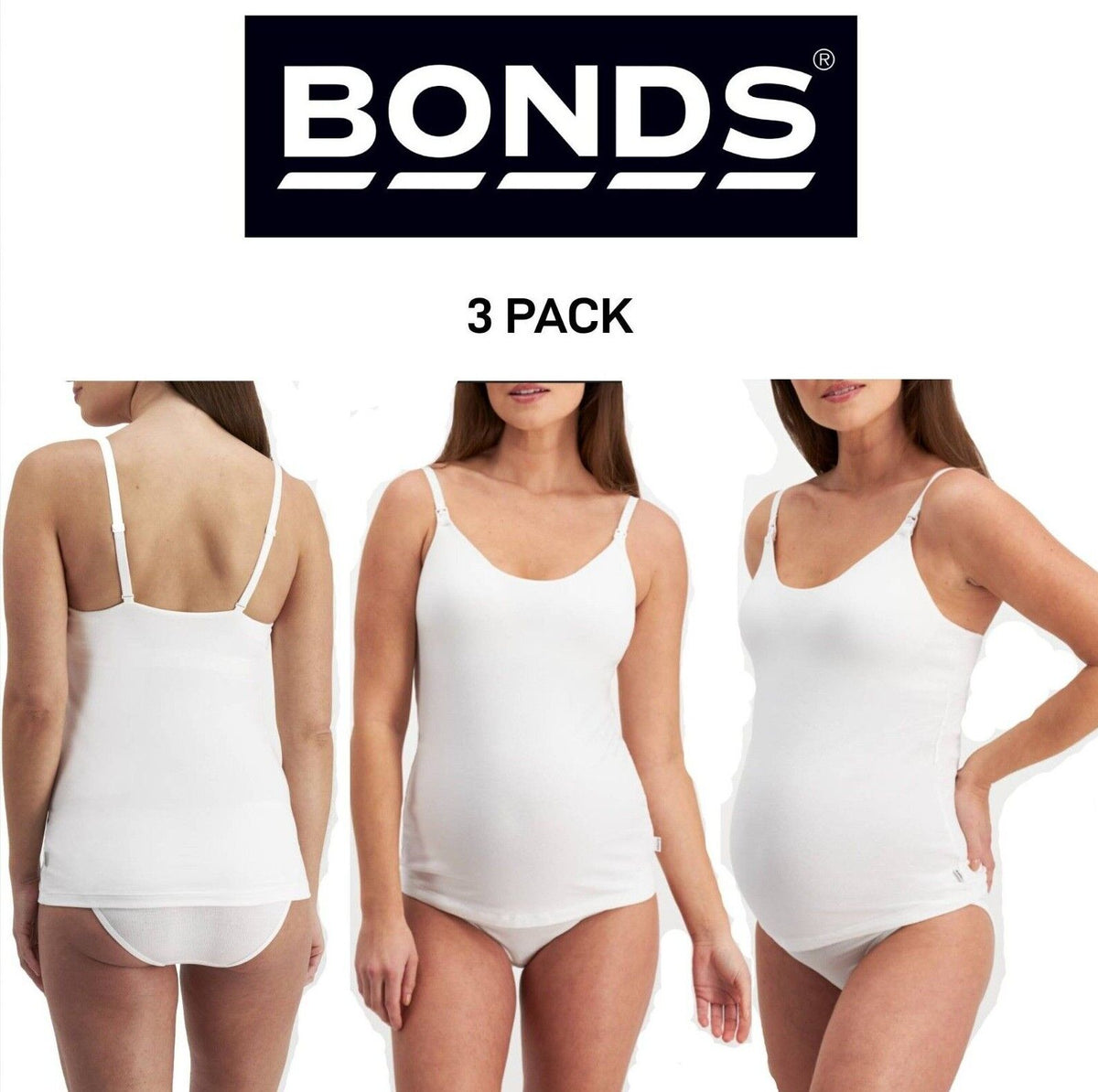 Bonds Womens Maternity Contour Support Singlet Organic Cotton 3 Pack YWYCY