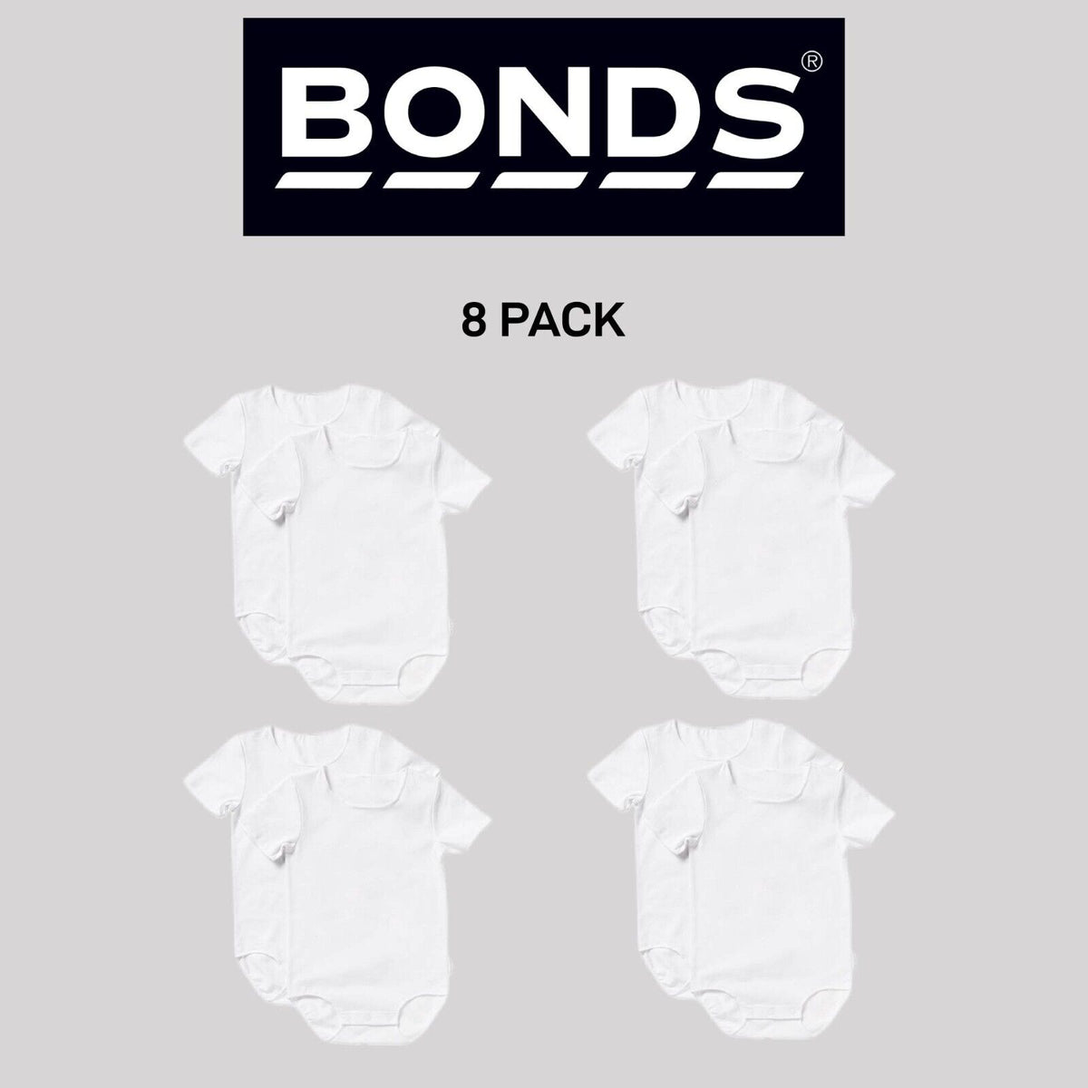 Bonds Baby Wonderbodies Short Sleeve Bodysuit Ultimate Comfort 8 Pack BY4TA